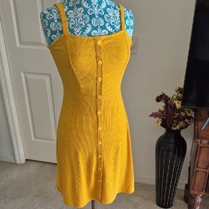 Vibe Yellow Button-Down Mini Dress